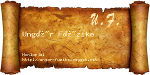 Ungár Füzike névjegykártya